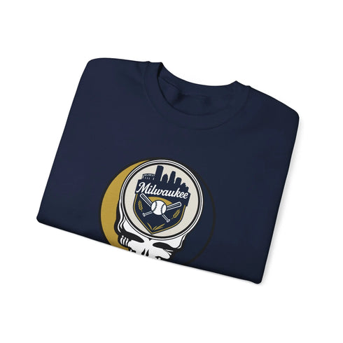Grateful Dead - Milwaukee Brewers Stealie Grateful Dead Crewneck Sweatshirt - MLB - StealieShop